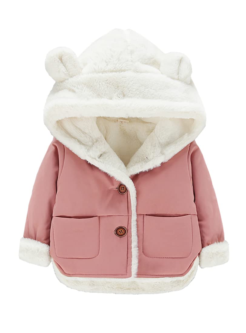 Kleinkind Jungen Mädchen Warme Windjacke Jacke Mäntel Kinder Winter Fleece Outfits Kleidung Fleece Futter Verdicken Oberbekleidung Kleidung für kleines Kind 12-18 Monate Baby Jungen Oberbekleidung Jacken (Pink90)