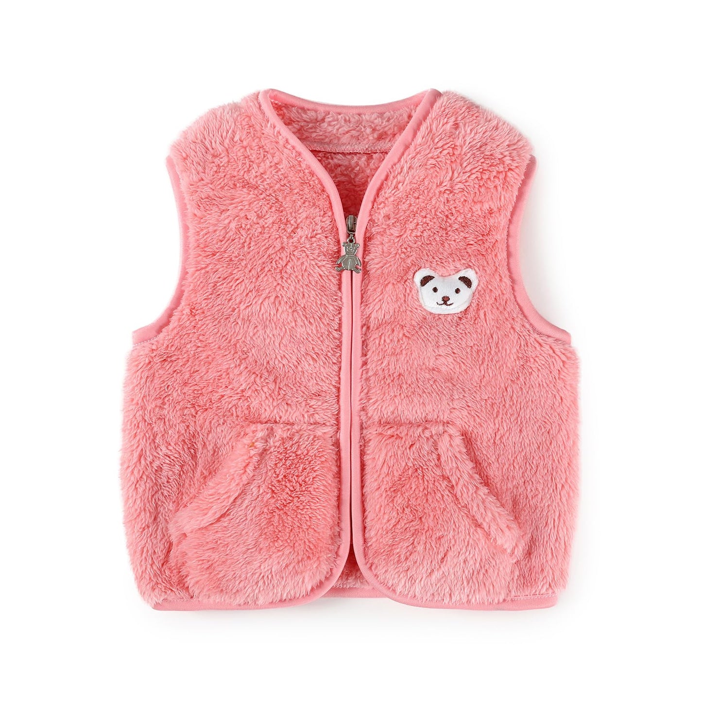 Baby Jungen Mädchen Fleece Weste Reißverschluss Süße Bärenjacken Flauschige Herbst Winter Warme Kleidung Neugeborenen Outwear für Kleinkinder Säuglinge
