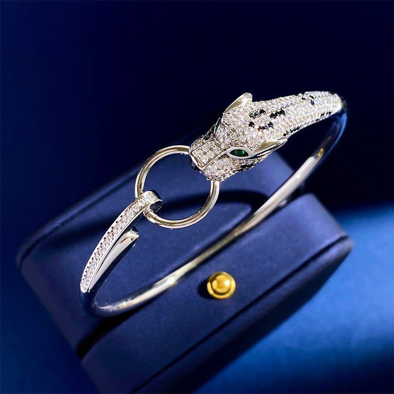 Rose Gold Leopard Diamond Ring Bracelet