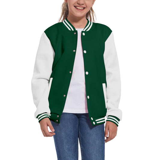 Mowbeat Kids Baseball Jacket Boys Varsity Style School Jackets Top for Girl Outerwear Jackets Sports Track Jackets Coat (Green 7-8Years)